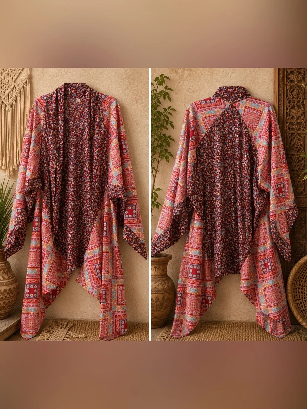 BNWT Umgee Boho Floral Patchwork Kimono Cardigan - Picture 2 of 3